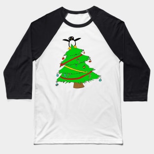 Penguin at the top of the Xmas tree Baseball T-Shirt